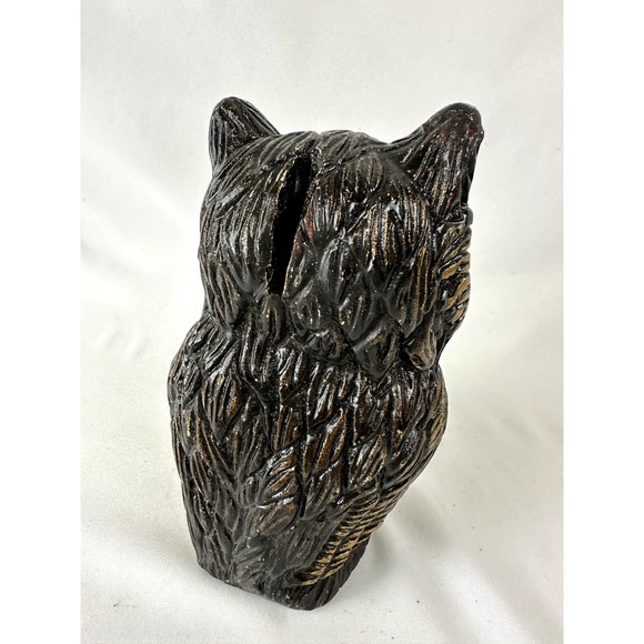 Vintage Chalkware Owl Bank Magical Moody Kitsch Woodland Animal Decor READY - Picture 6 of 10